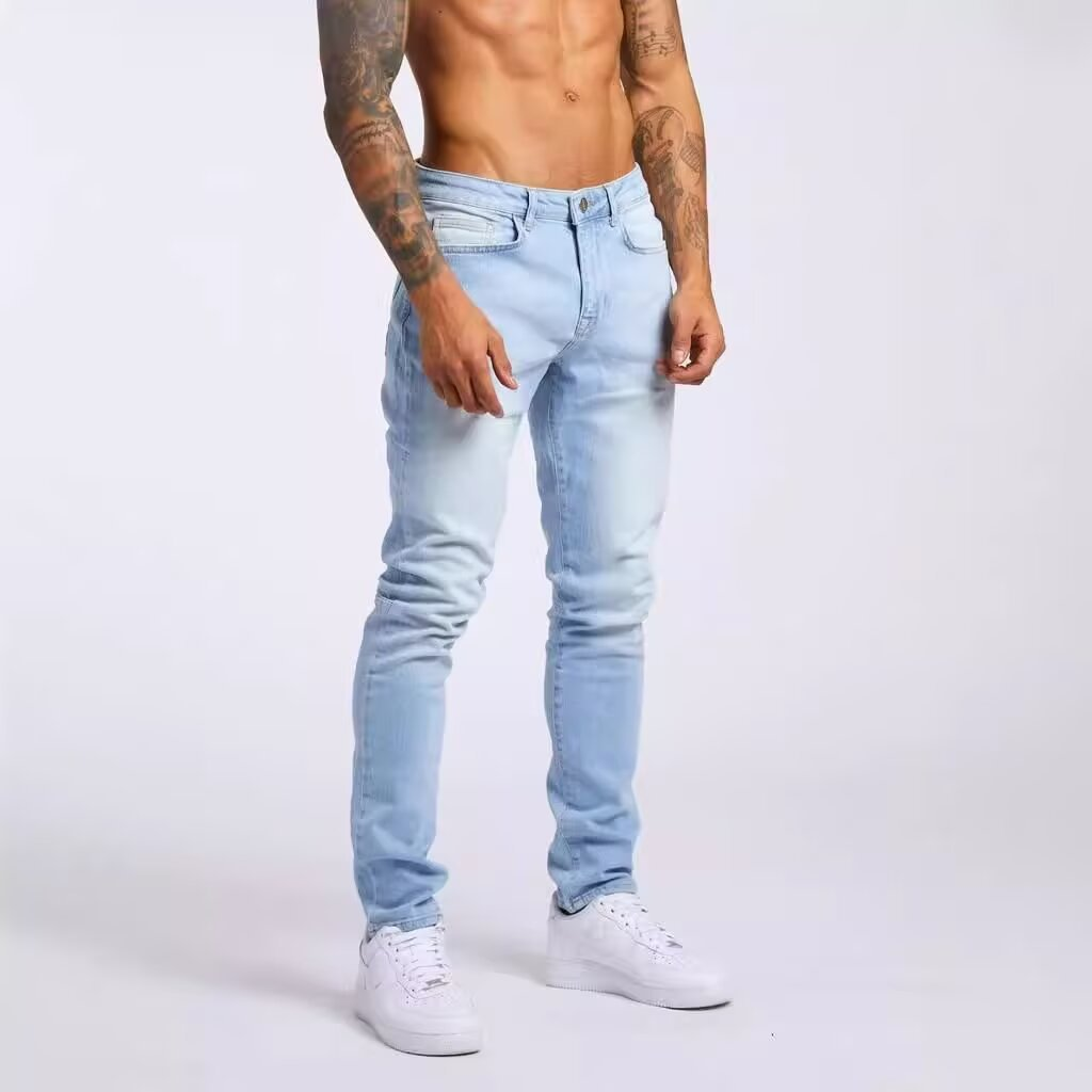 Men's Solid Color Jeans, High Elasticity, Straight Leg, Slim Fit, Skinny Jeans