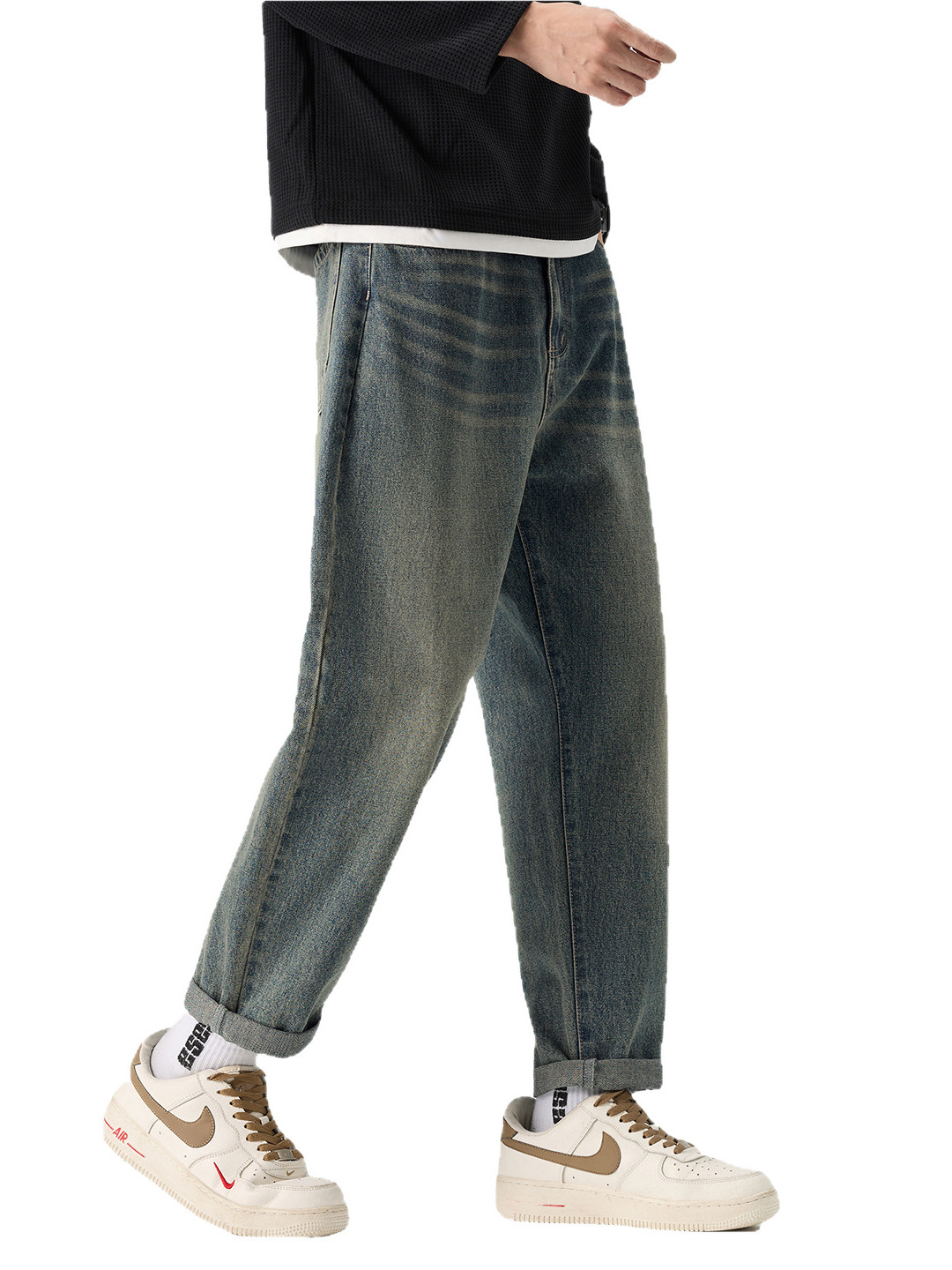 Hot-selling men's clothing, new style for all seasons, men's loose-fitting retro jeans