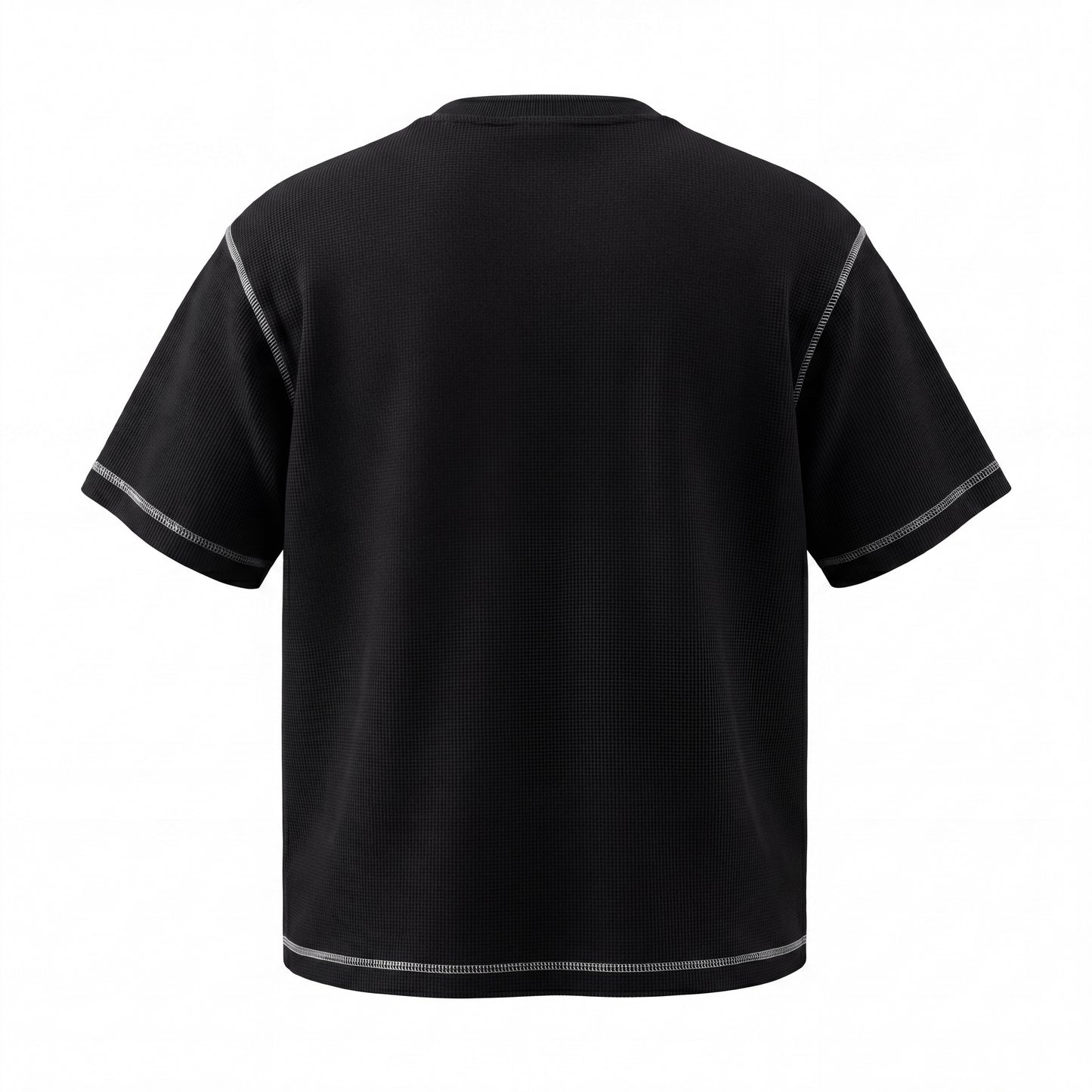 Men's Waffle-Knit T-Shirt with Contrast Topstitching, Monkey-Wash Gradient, and Spray Effect