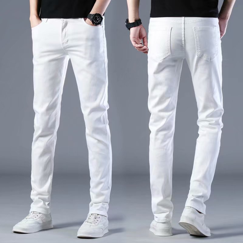 Men's Solid Color Jeans, High Elasticity, Straight Leg, Slim Fit, Skinny Jeans