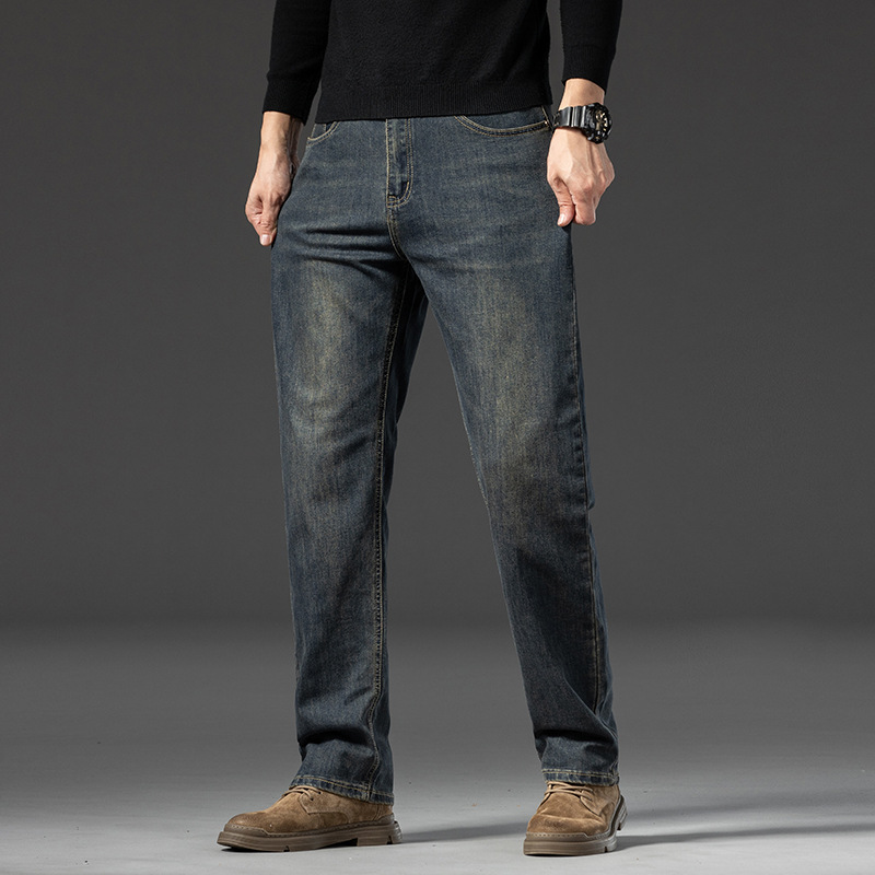 Jeans, loose straight leg pants, men's summer thin long pants