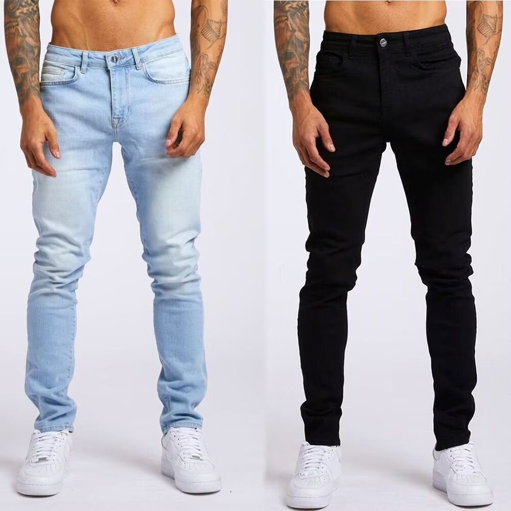 Men's Solid Color Jeans, High Elasticity, Straight Leg, Slim Fit, Skinny Jeans