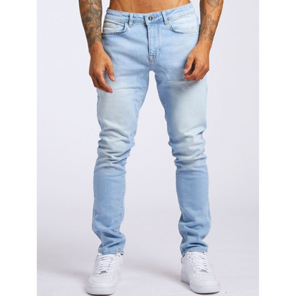 Men's Solid Color Jeans, High Elasticity, Straight Leg, Slim Fit, Skinny Jeans