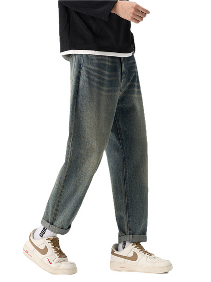 Hot-selling men's clothing, new style for all seasons, men's loose-fitting retro jeans