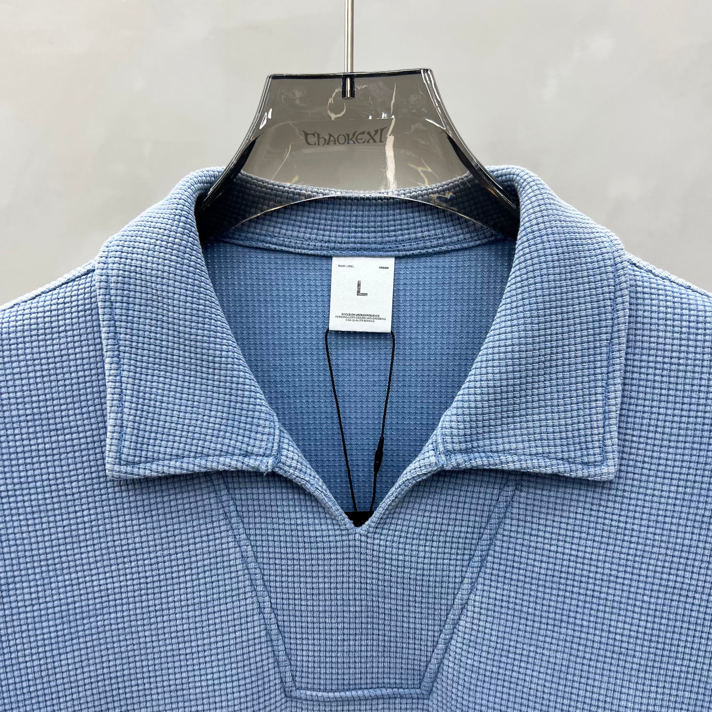 Men's Diamond Pattern Waffle Knit Polo Shirt