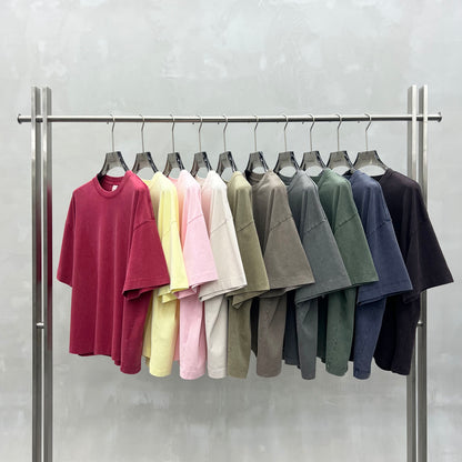 Men's T-shirt heavy wash water BOXY version versatile round neck