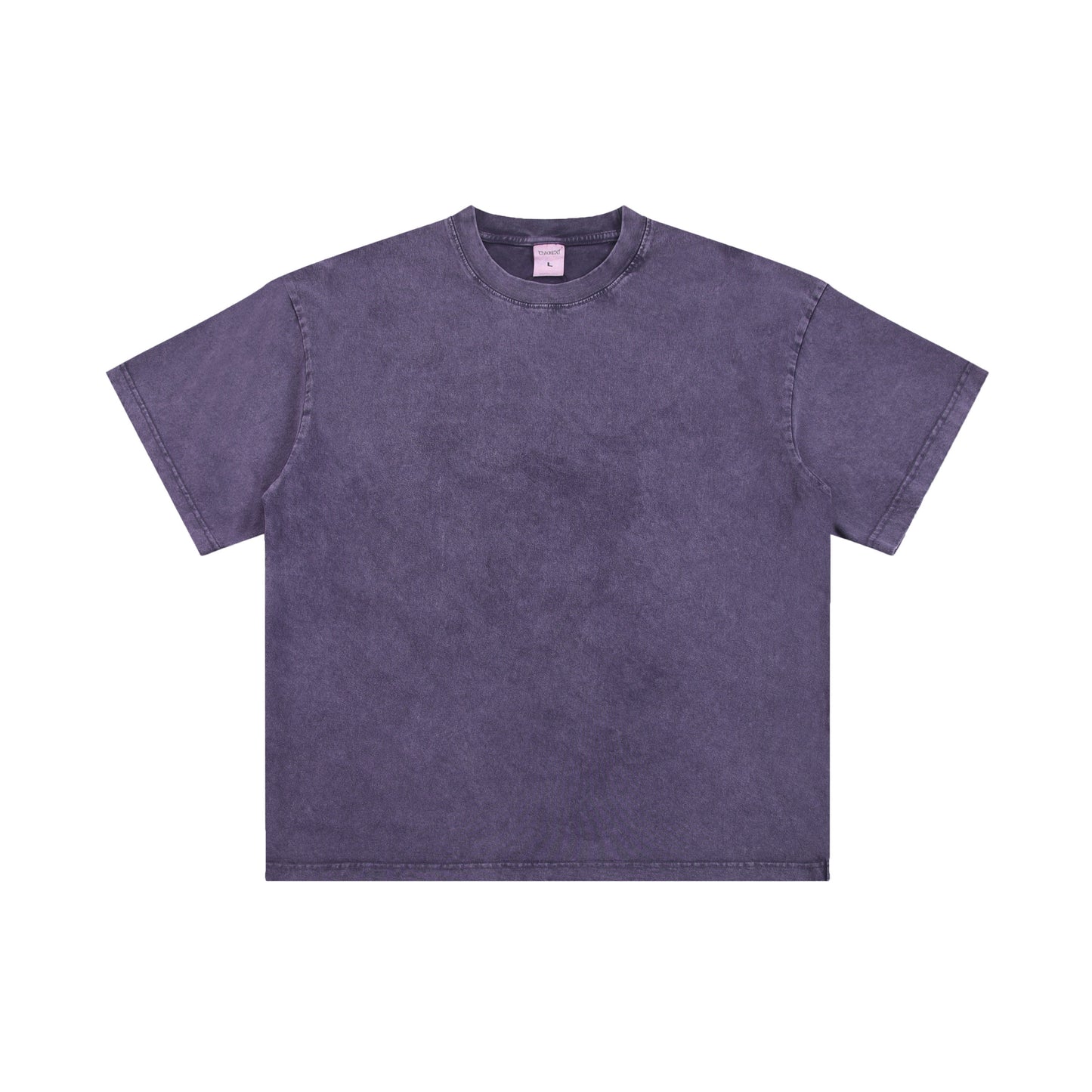 Men's T-shirt, casual solid color, high street wax printed water washed T-shirt