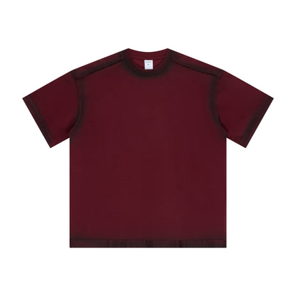 Men's T-shirt solid color spray painted and washed with water to make old T-shirt