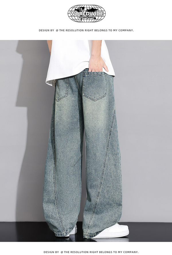 Men's Summer Thin Loose Straight Leg Jeans, Men's Summer Thin Cotton