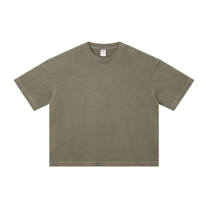 Men's T-shirt heavy wash water BOXY version versatile round neck