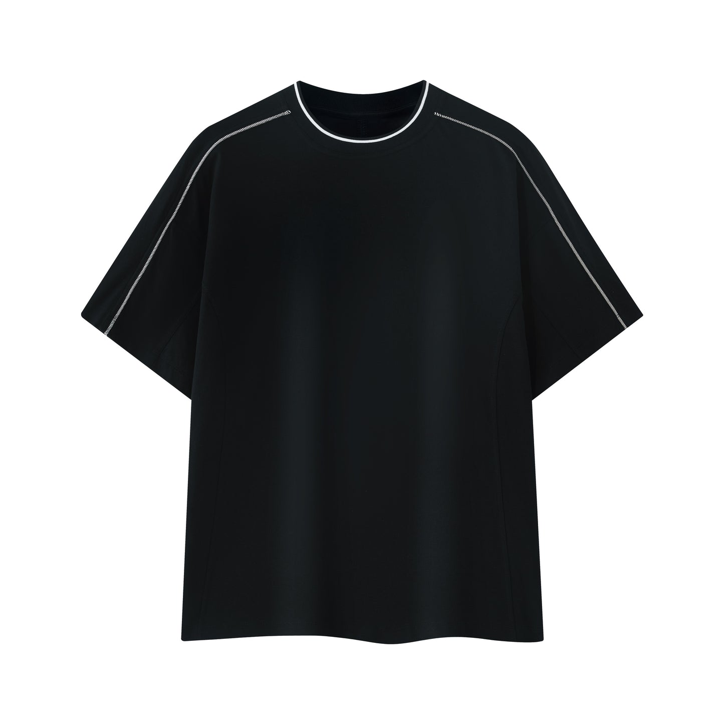 New men's casual T-shirt with contrasting color, bright stitching, drop shoulder, 100% pure cotton