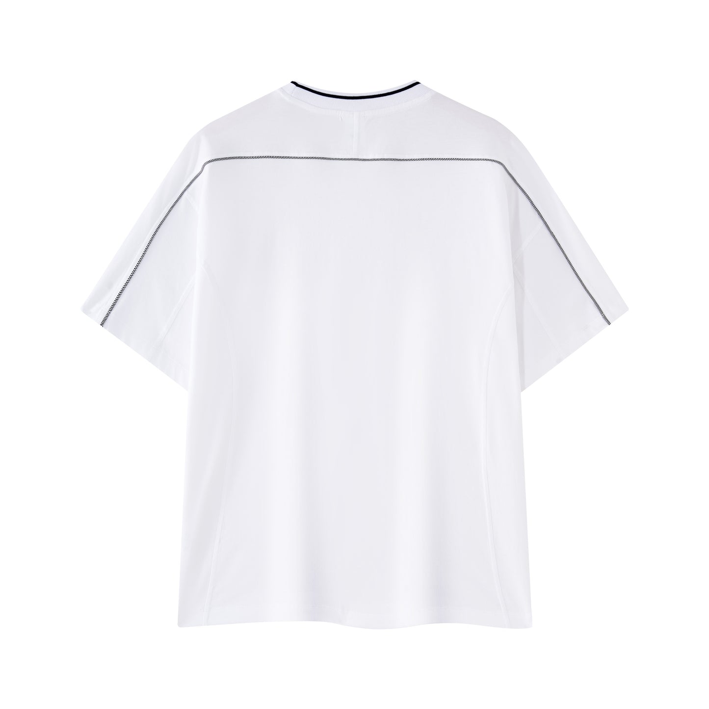 New men's casual T-shirt with contrasting color, bright stitching, drop shoulder, 100% pure cotton