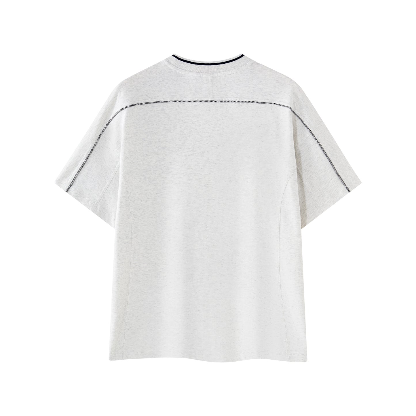 New men's casual T-shirt with contrasting color, bright stitching, drop shoulder, 100% pure cotton