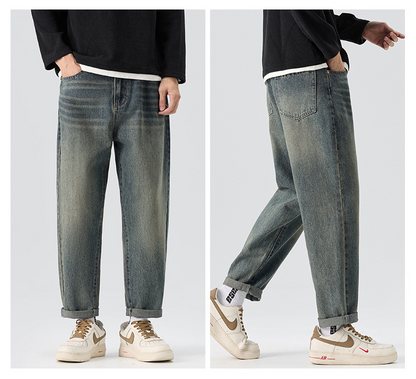 Hot-selling men's clothing, new style for all seasons, men's loose-fitting retro jeans