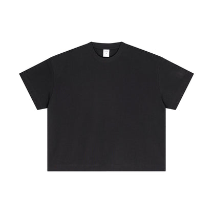 Men's cotton versatile solid color top loose short sleeved T-shirt