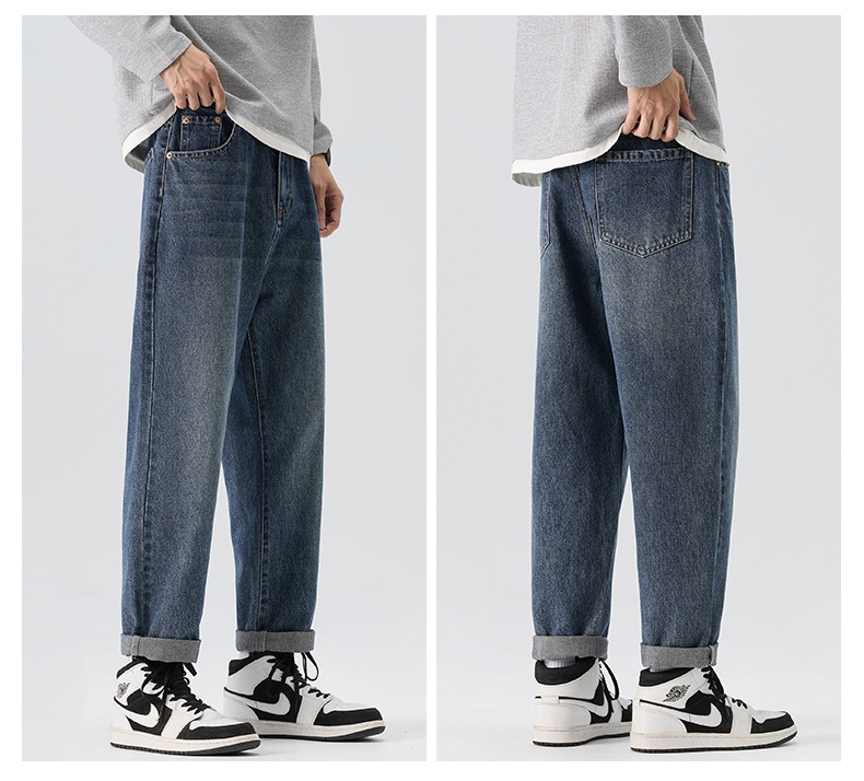Hot-selling men's clothing, new style for all seasons, men's loose-fitting retro jeans