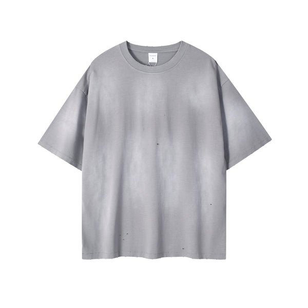 Men's T-shirt with monkey-print distressed edges, short-sleeved