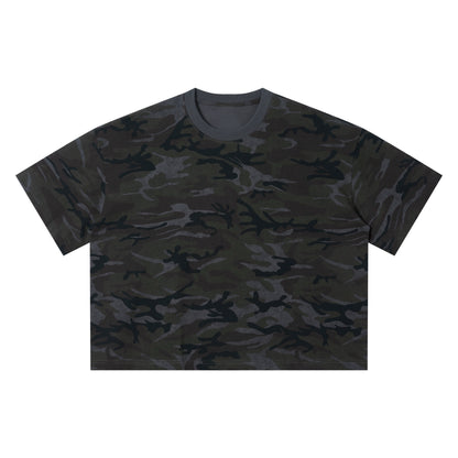 Retro camouflage printed T-shirt made of 100% pure cotton, featuring a military style with a soft and comfortable touch for the skin