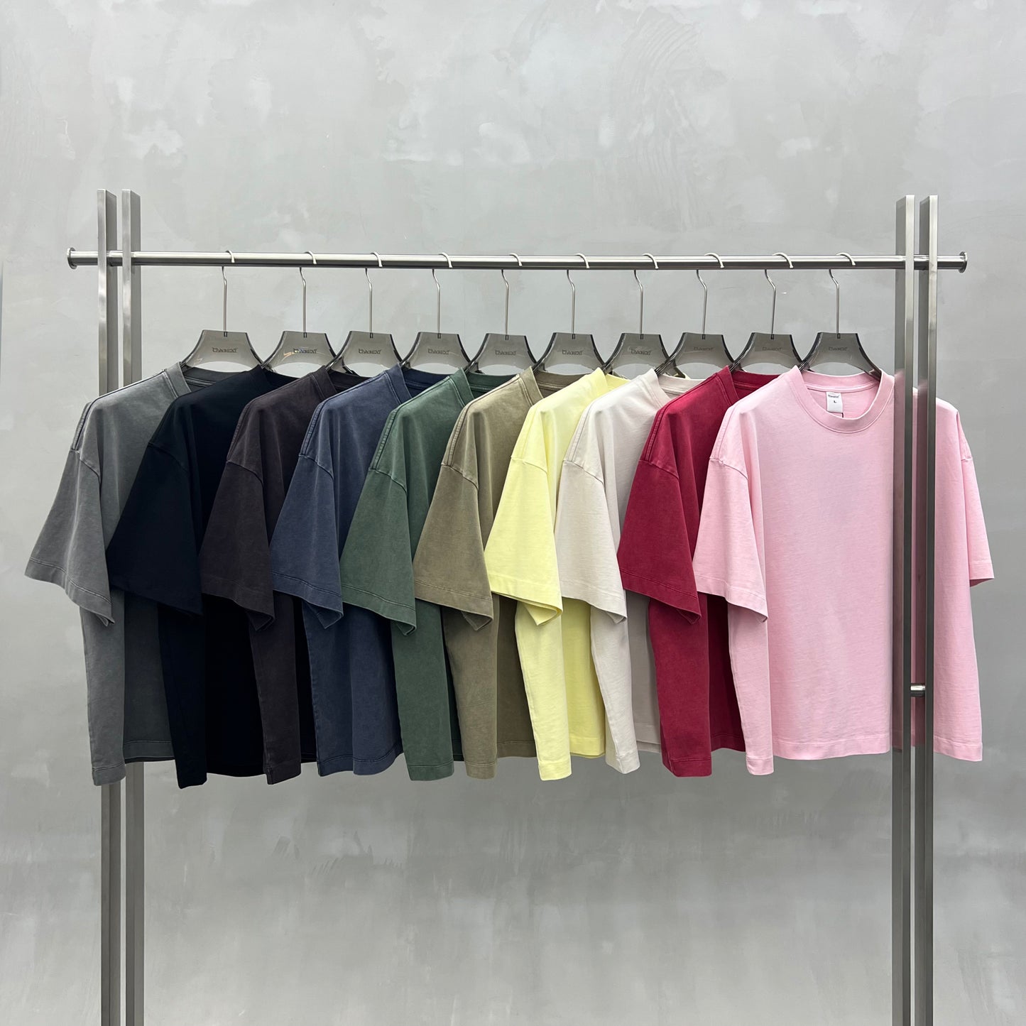 Men's T-shirt heavy wash water BOXY version versatile round neck