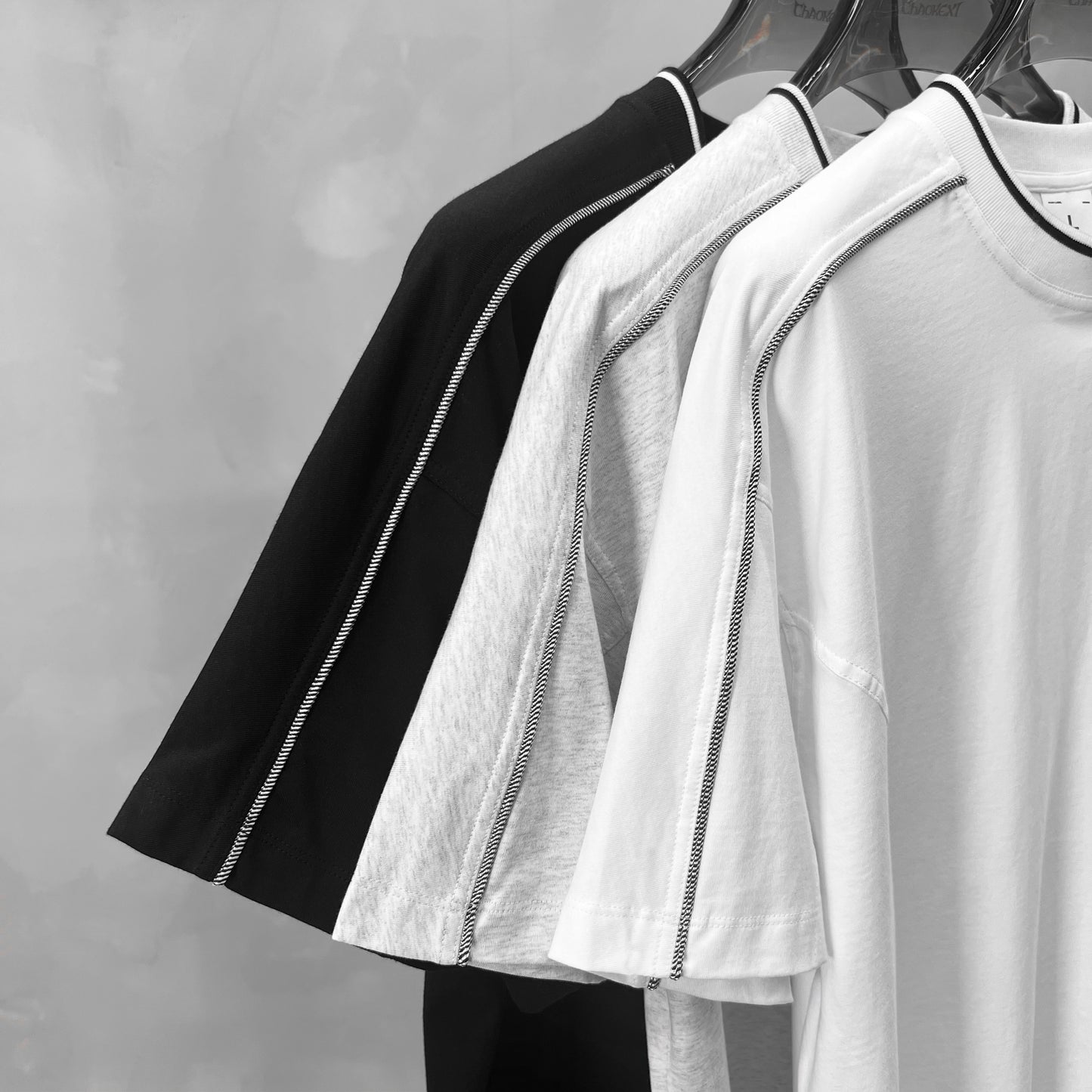 Men's Color-Blocked Topstitched Drop-Shoulder T-Shirt