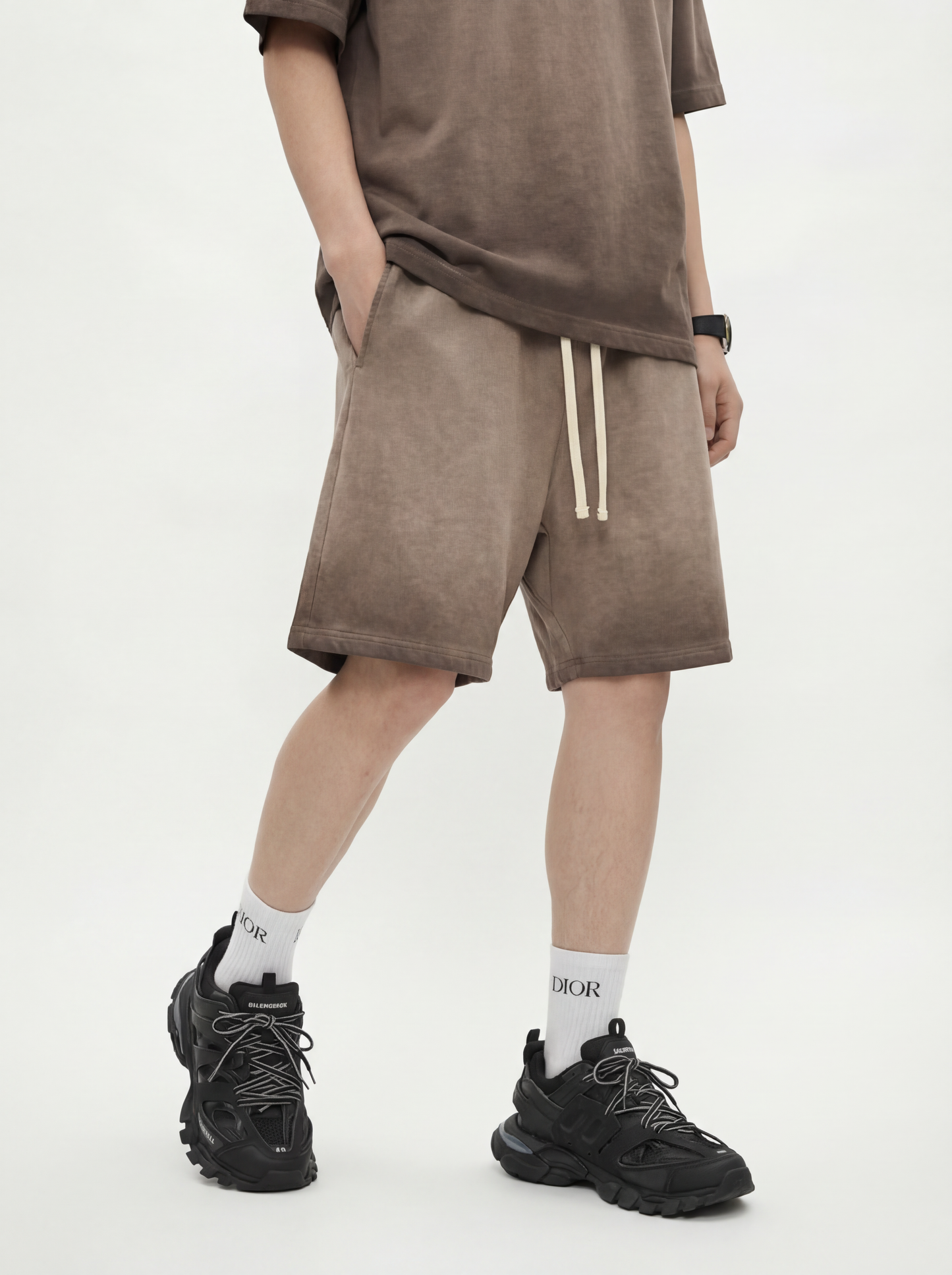 Men's Dyed Distressed Terry Cloth Shorts