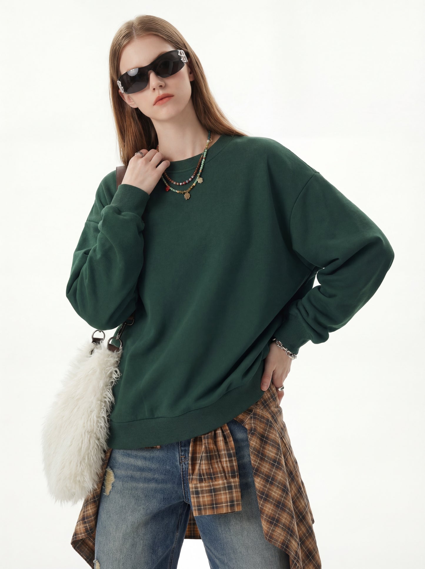 Women's Long-Sleeve Heavyweight Boxy Fleece-Lined Sweatshirt