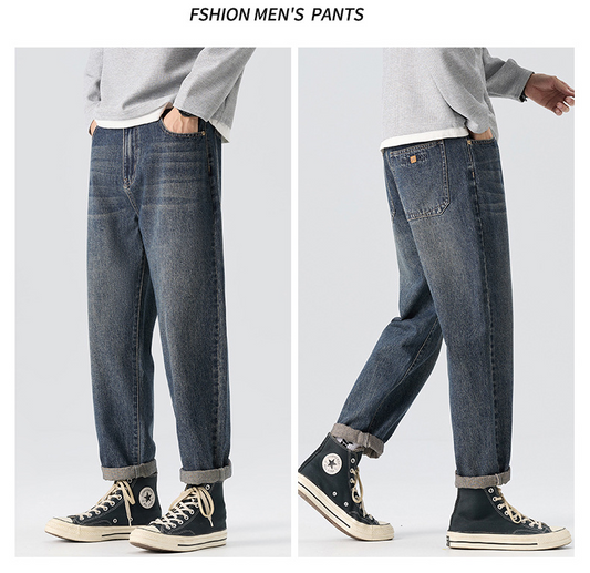Hot-selling men's clothing, new style, men's loose-fitting retro jeans