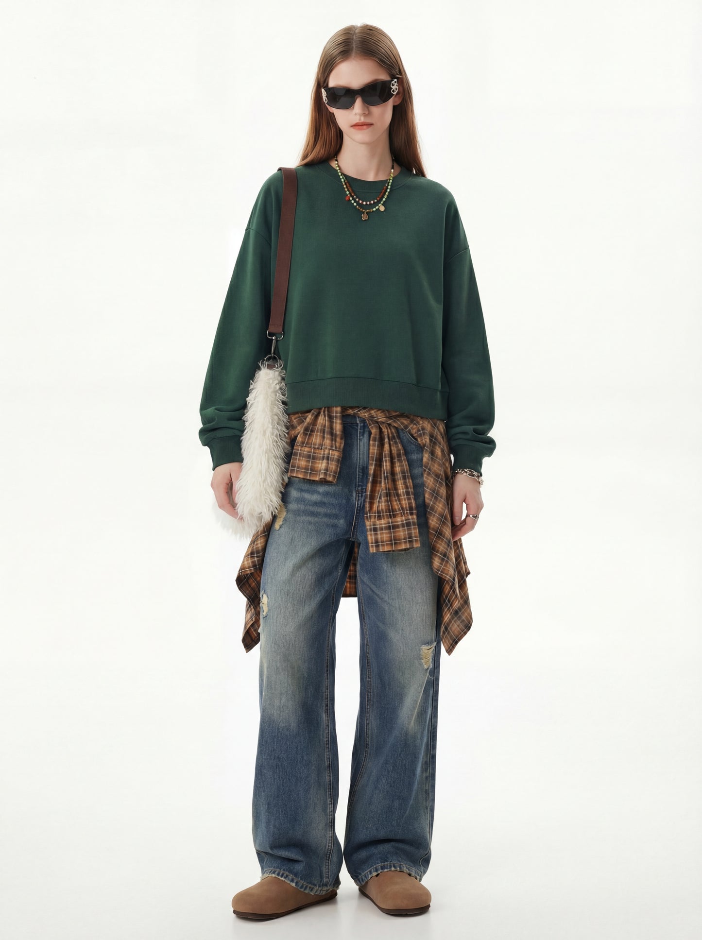Women's Long-Sleeve Heavyweight Boxy Fleece-Lined Sweatshirt