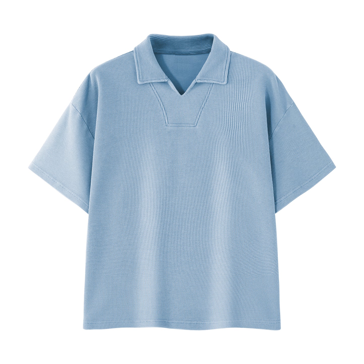 Men's Diamond Pattern Waffle Knit Polo Shirt
