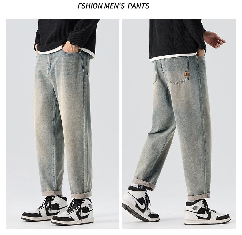 Hot-selling men's clothing, new style for all seasons, men's loose-fitting retro jeans