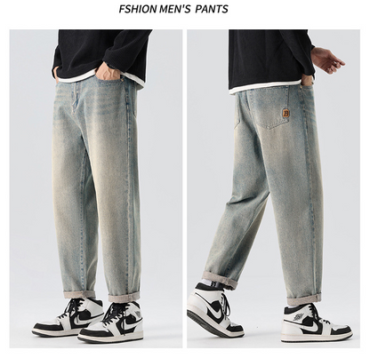 Hot-selling men's clothing, new style for all seasons, men's loose-fitting retro jeans