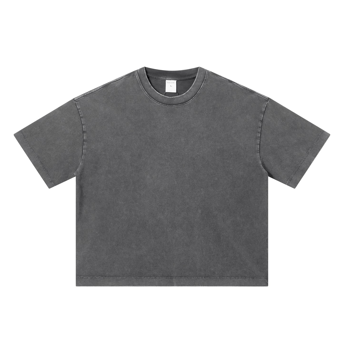 Men's T-shirt heavy wash water BOXY version versatile round neck