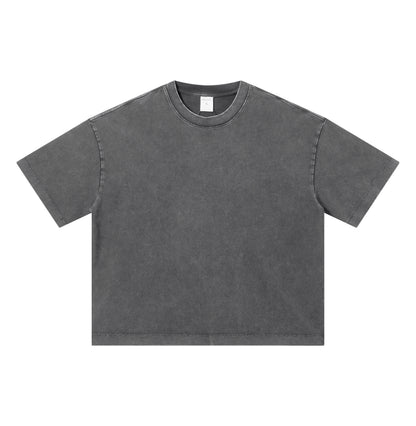 Men's T-shirt heavy wash water BOXY version versatile round neck