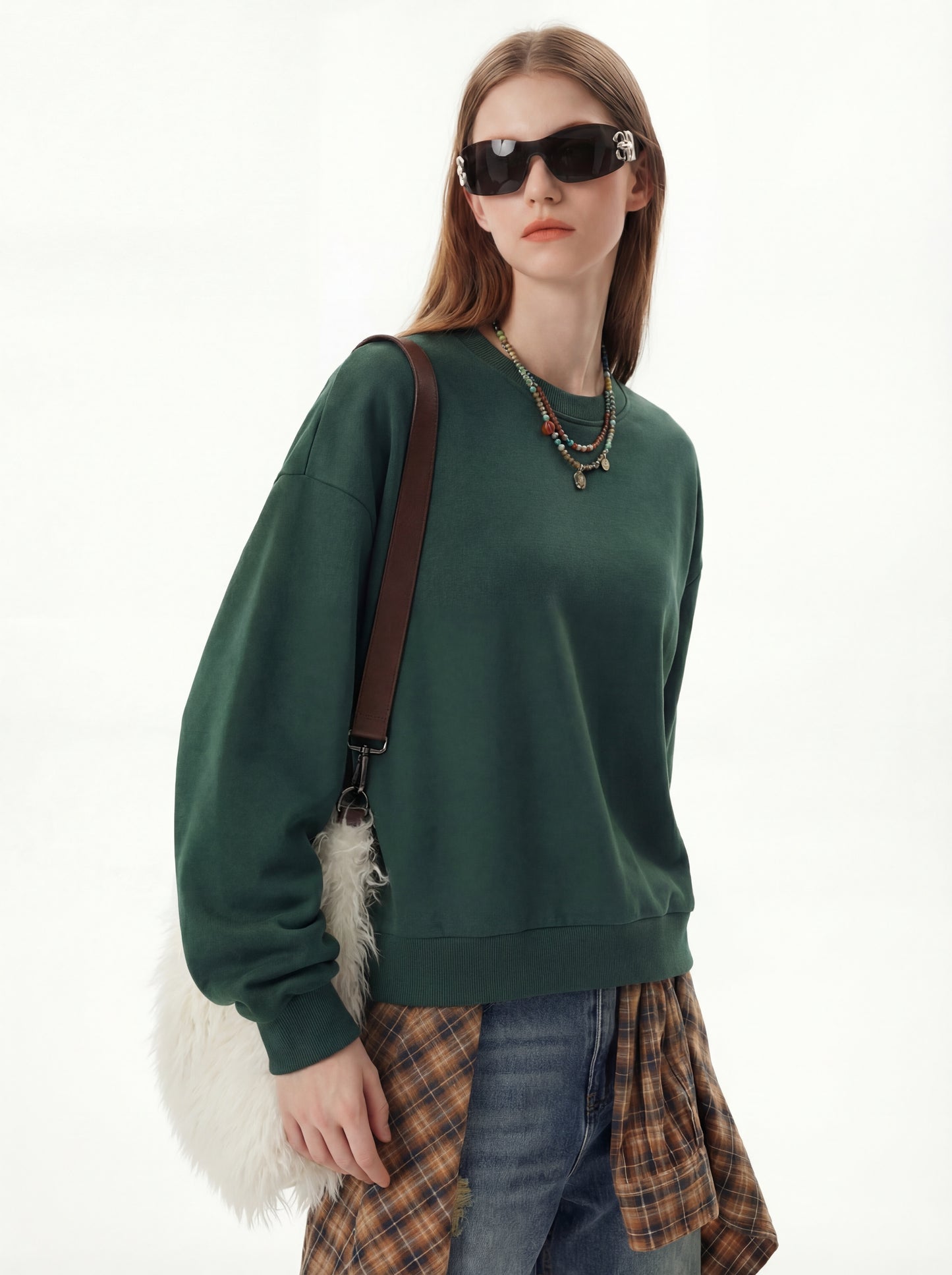Women's Long-Sleeve Heavyweight Boxy Fleece-Lined Sweatshirt