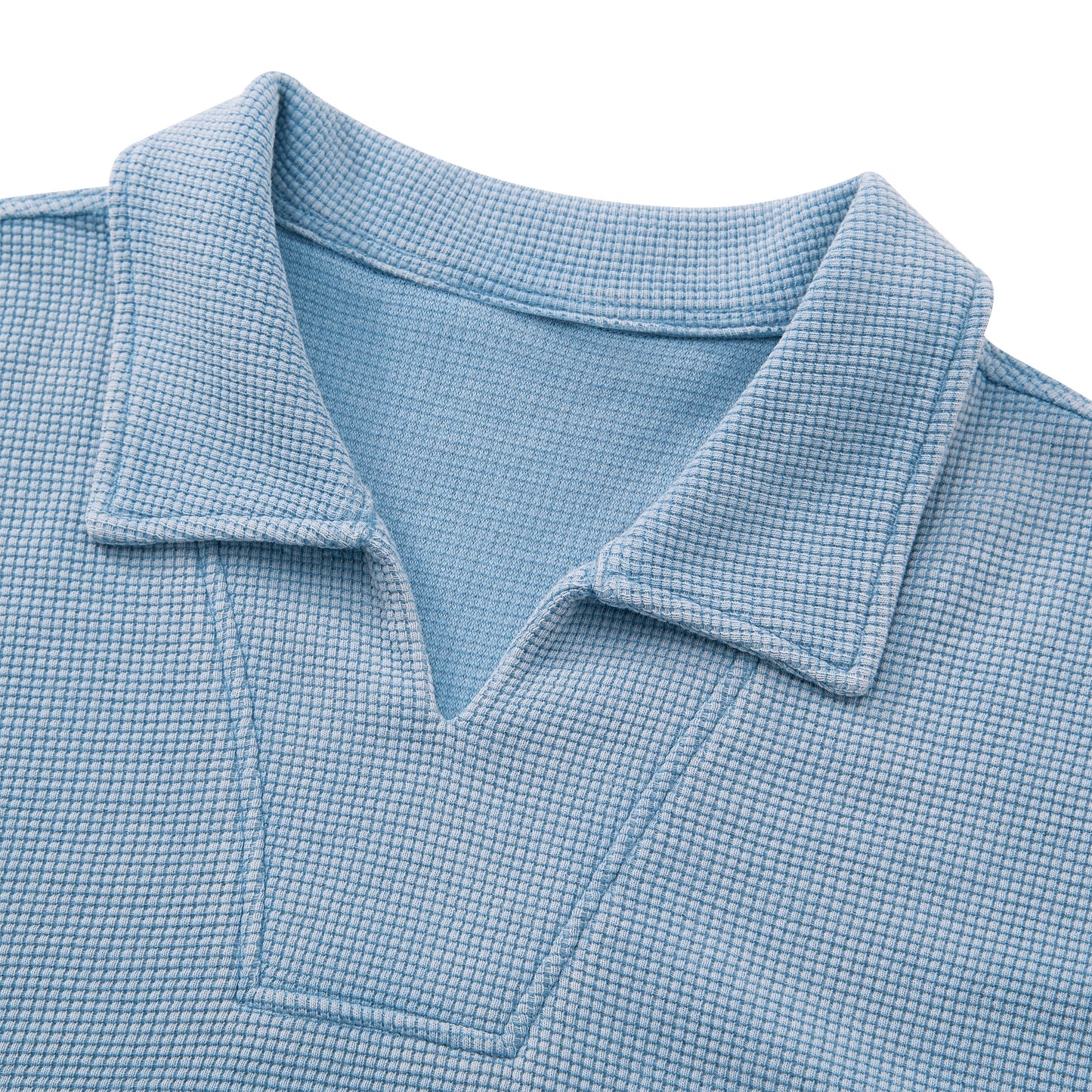 Men's Diamond Pattern Waffle Knit Polo Shirt