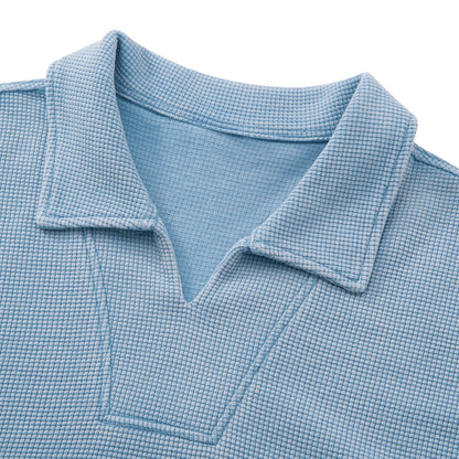 Men's Diamond Pattern Waffle Knit Polo Shirt
