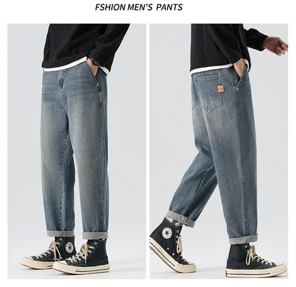 Hot-selling men's clothing, new style for all seasons, men's loose-fitting retro jeans