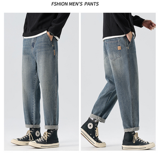 Men's clothing, new style, men's loose-fitting retro jeans