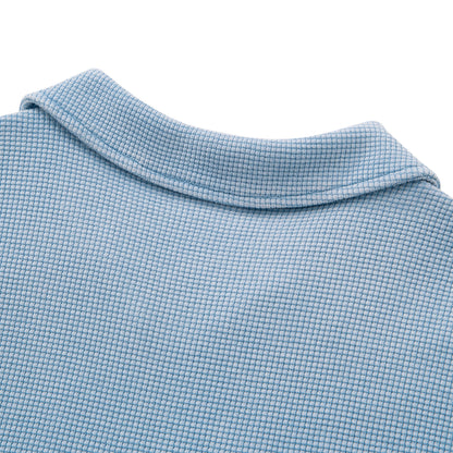 Men's Diamond Pattern Waffle Knit Polo Shirt