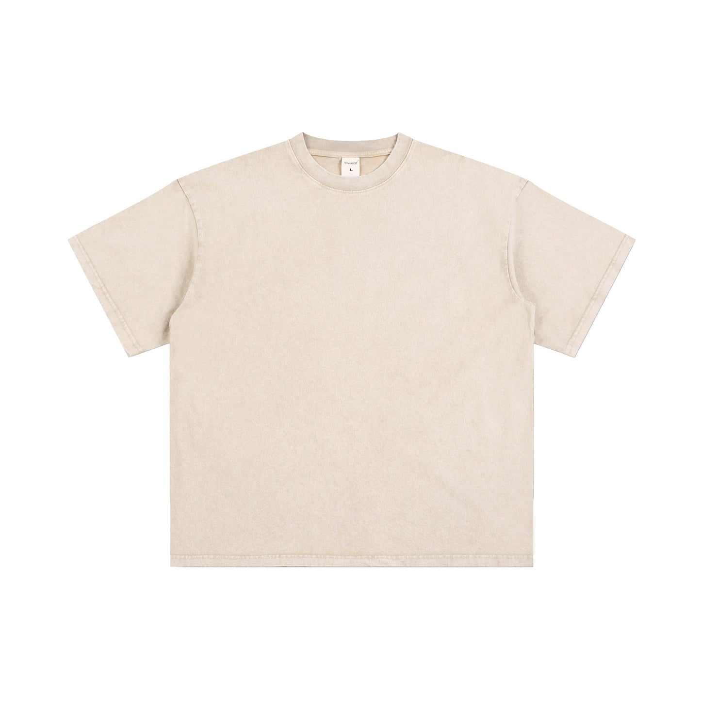 Men's T-shirt, casual solid color, high street wax printed water washed T-shirt