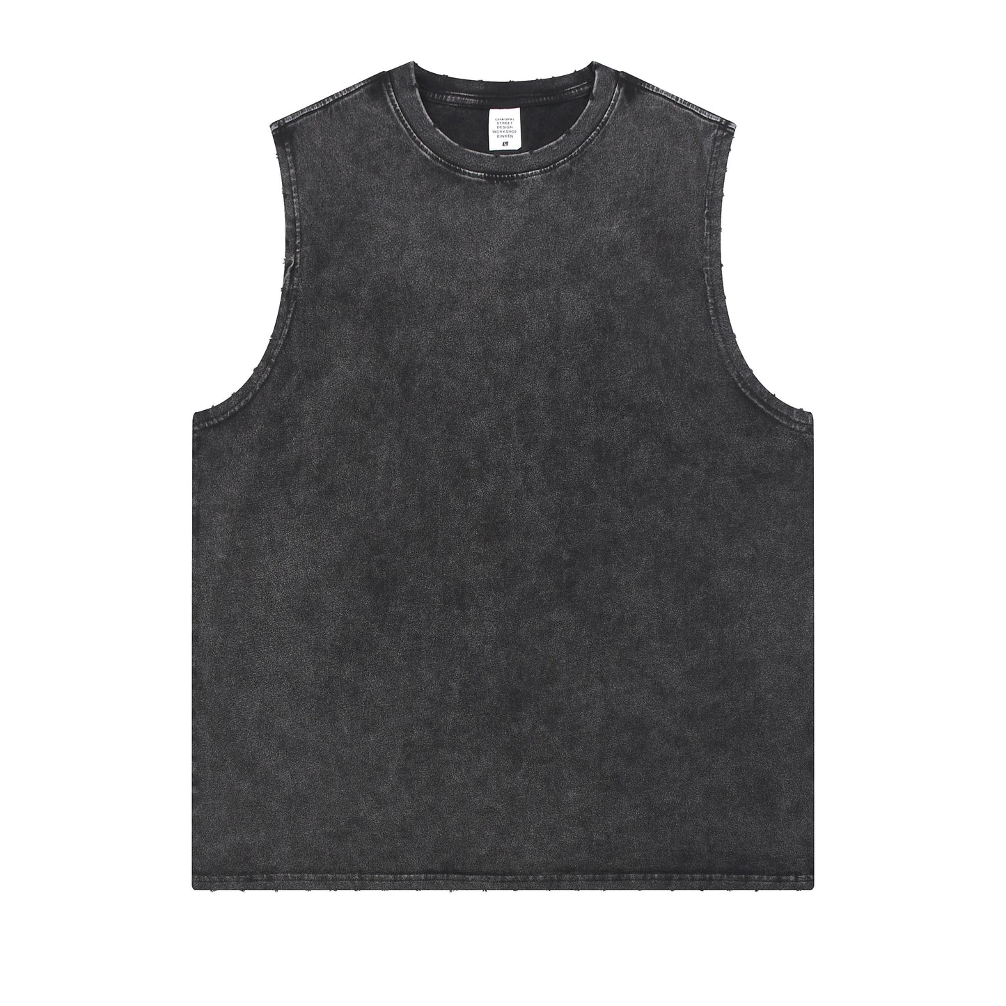 Men's T-shirt with distressed batik and frayed edges, vest