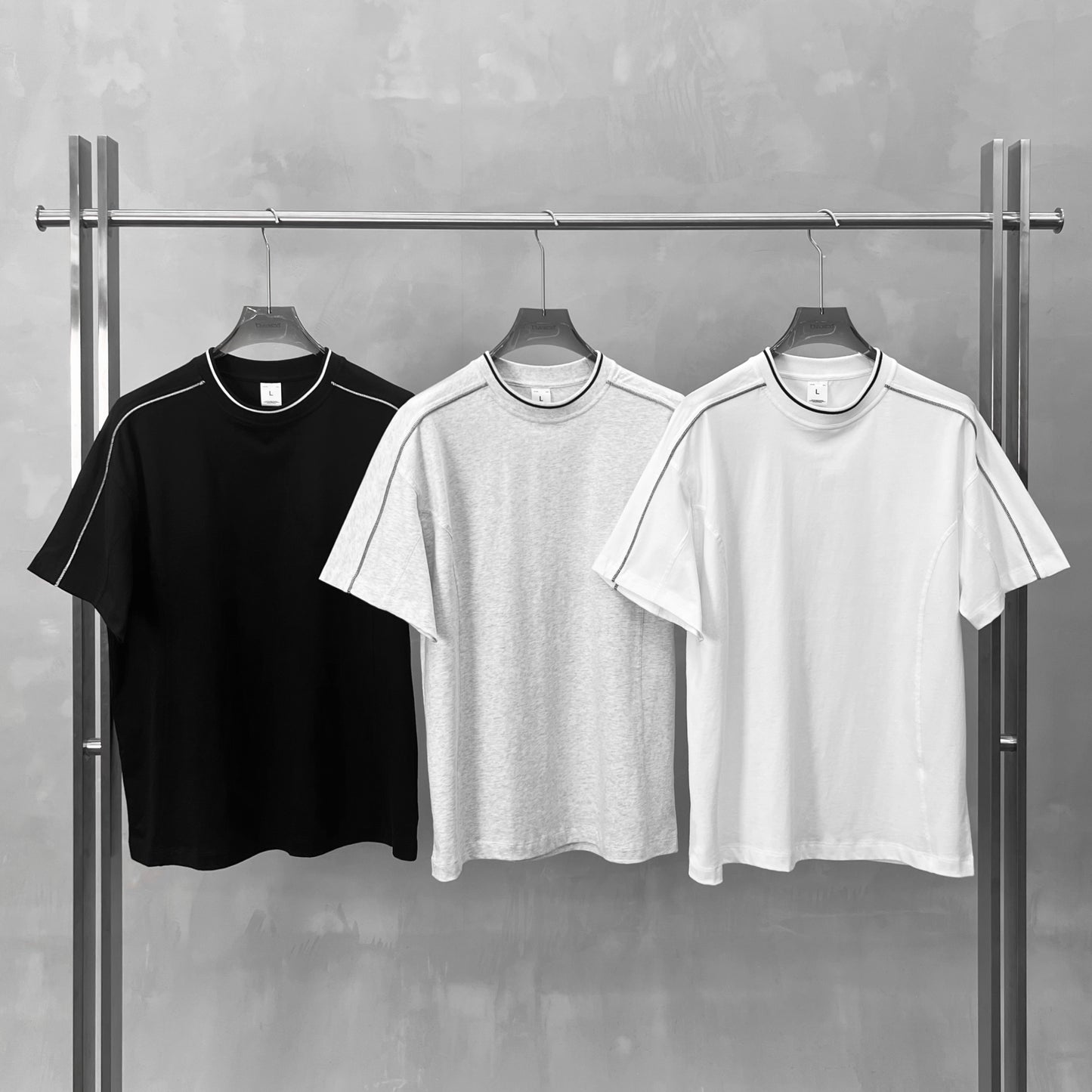 Men's Color-Blocked Topstitched Drop-Shoulder T-Shirt