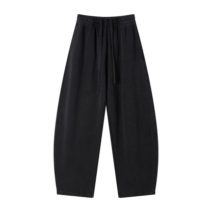 Men's 100% cotton loose-fitting curved-cut long pants made of pure cotton
