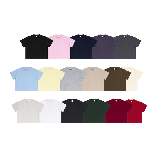 Men's style clean color loose short sleeved T-shirt
