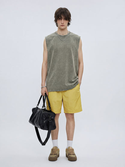 Men's T-shirt with distressed batik and frayed edges, vest
