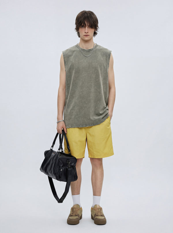 Men's T-shirt with distressed batik and frayed edges, vest