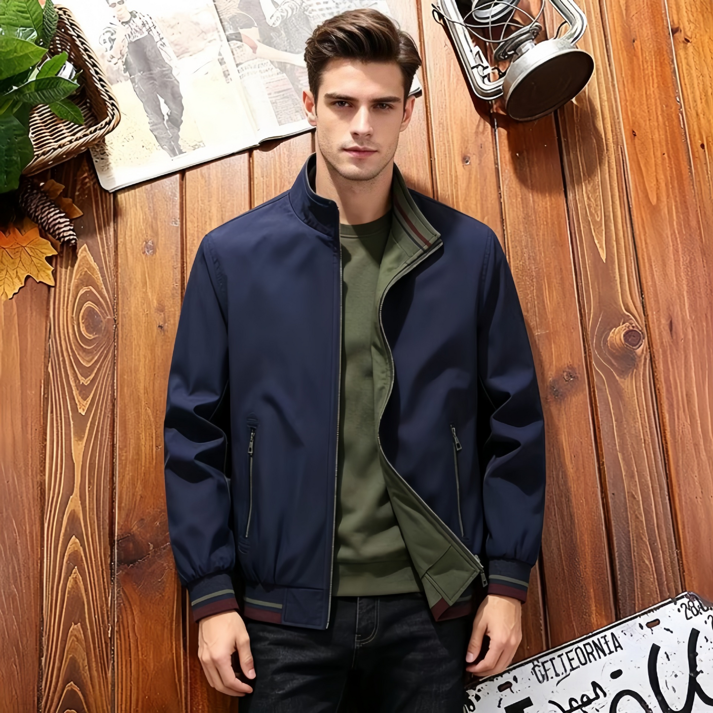 Men's Jacket Spring/Autumn Casual Men's Handsome Pilot Zipper Jacket