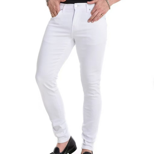 Men's Solid Color Jeans, High Elasticity, Straight Leg, Slim Fit, Skinny Jeans, Fashionable Business Casual Pants