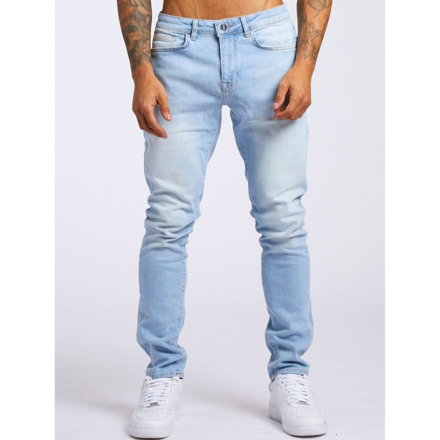 Men's Solid Color Jeans, High Elasticity, Straight Leg, Slim Fit, Skinny Jeans