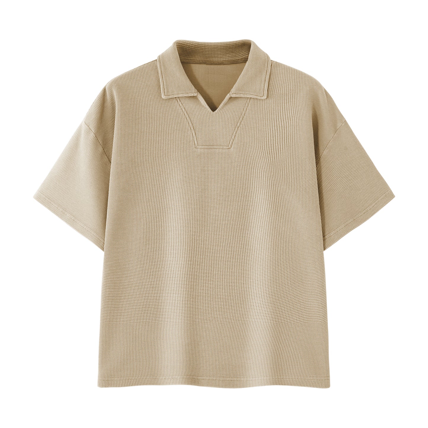 Men's Diamond Pattern Waffle Knit Polo Shirt